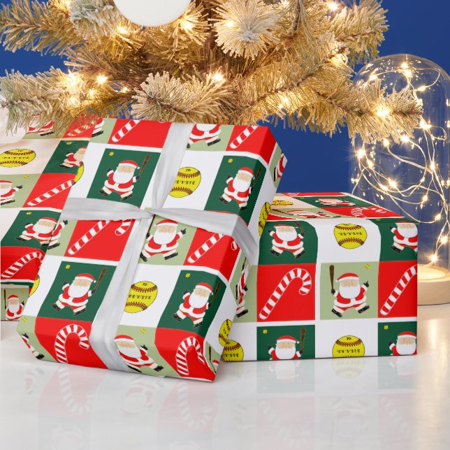 Creative Softball Holiday Gift Wrapping Paper (Holidays)