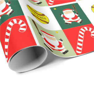 Creative Softball Holiday Gift Wrapping Paper