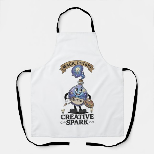 Creative Spark Magic Potion Retro Artist Mascot Apron (Front)