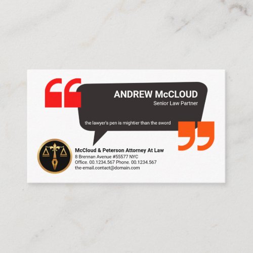 Creative Speech Box Quotation Legal Consultant Business Card