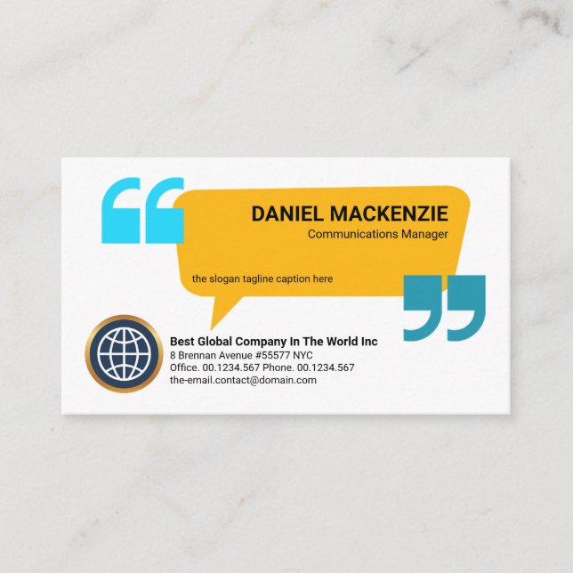 Creative Speech Box Quotation PR Communication Business Card (Front)