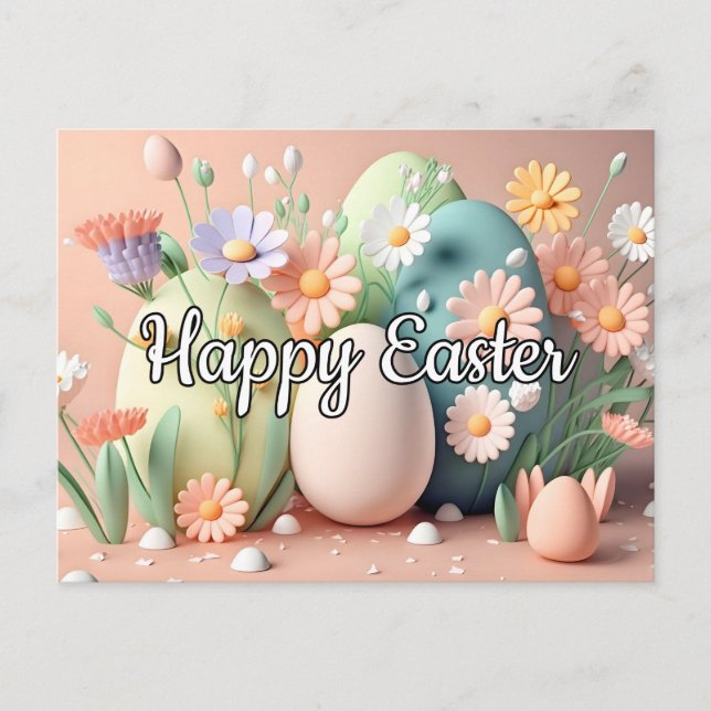 Creative Springtime Happy Easter Collage Postcard (Front)