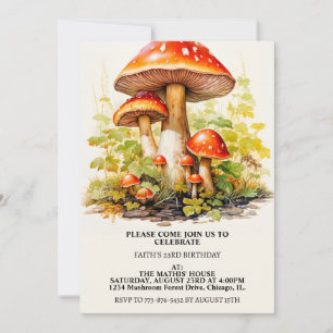 Creative Sprouting Mushrooms Art Birthday Party Invitation