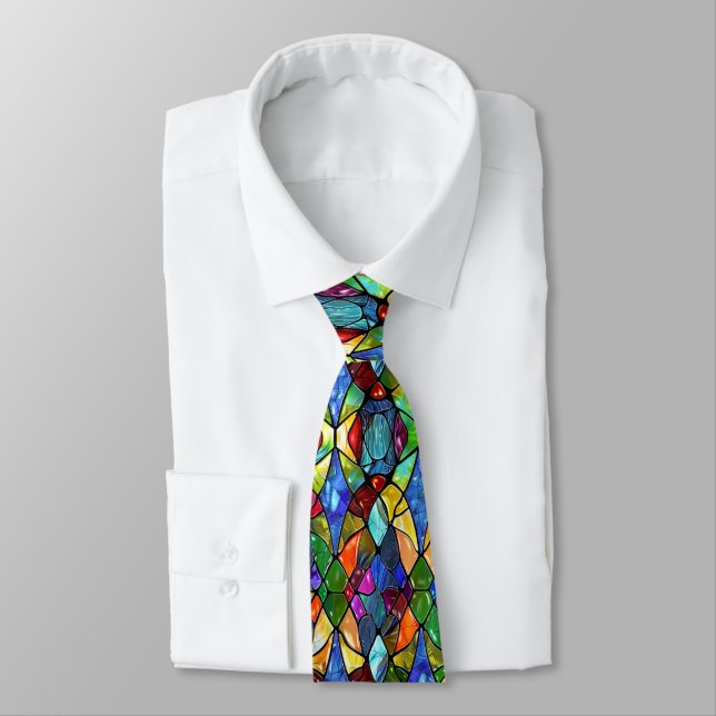 Creative Stained Glass Art Neck Tie (Tied)