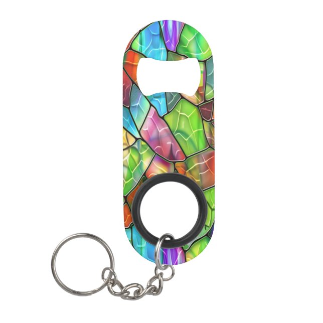 Creative Stained Glass Mosaic Keychain Bottle Opener (Front)