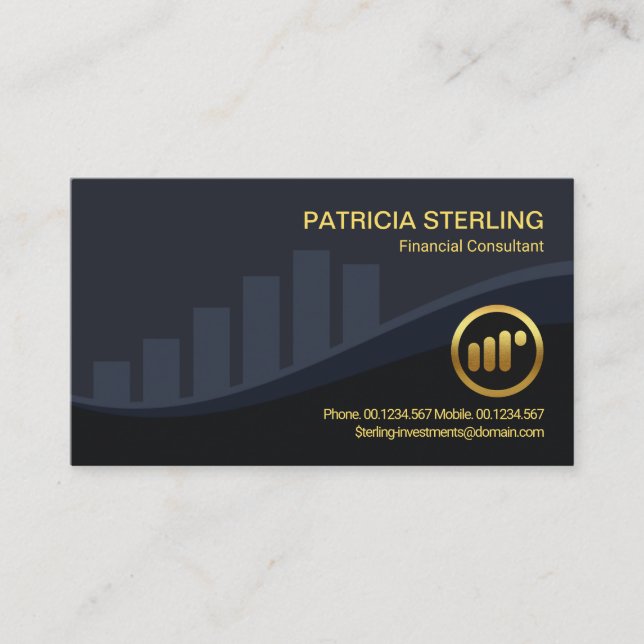 Creative Stock Exchange Graph Financial Consultant Business Card (Front)