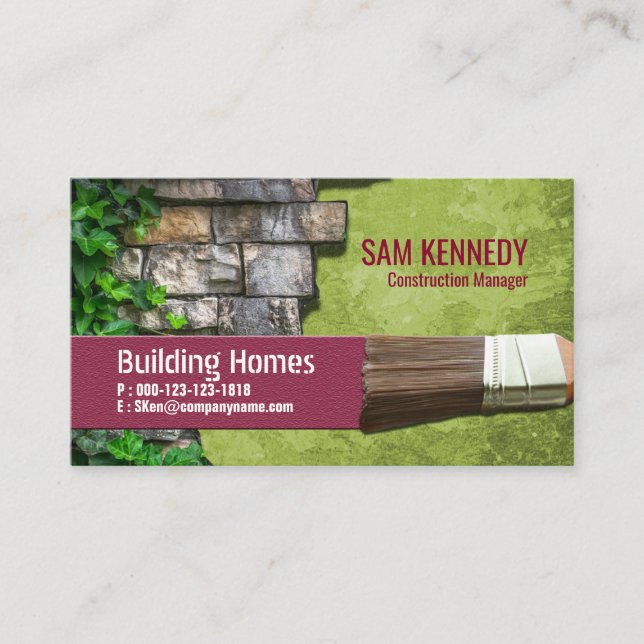 Creative Stone Wall Construction Business Card (Front)