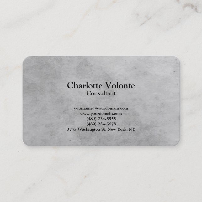 Creative Stone Wall Grey Trendy Plain Stylish Business Card (Front)