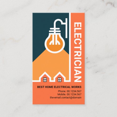Creative Street Light Bulb On Homes Electrician Business Card