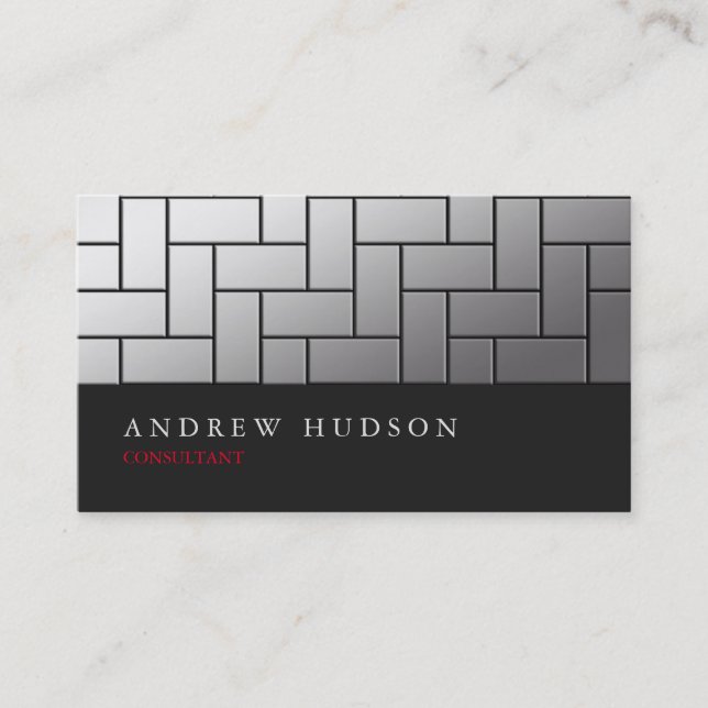 Creative Style Rectangle Pattern Gray Professional Business Card (Front)