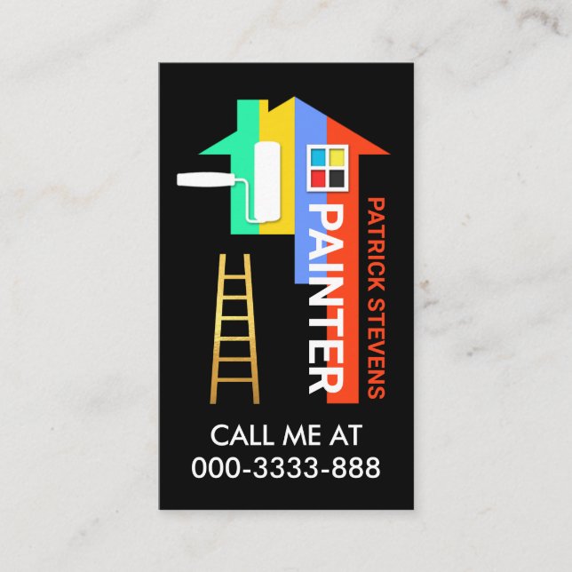 Creative Stylish Colorful Home Painting Business Card (Front)