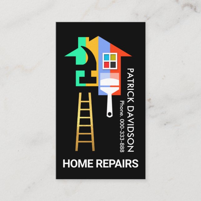Creative Stylish Colorful Home Repairs Business Card (Front)
