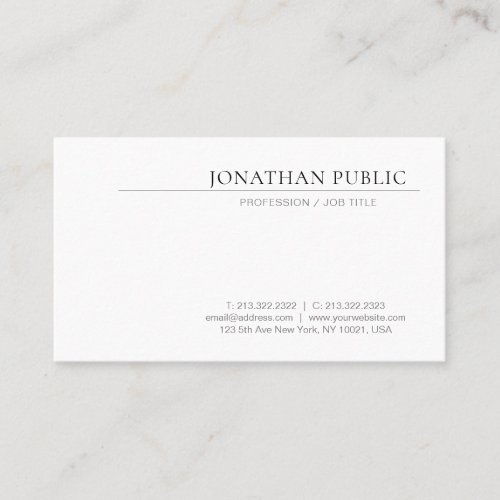 Creative Stylish Design Clean White Trendy Plain Business Card