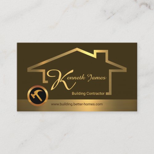 Creative Stylish Gold Building Frame Construction Business Card