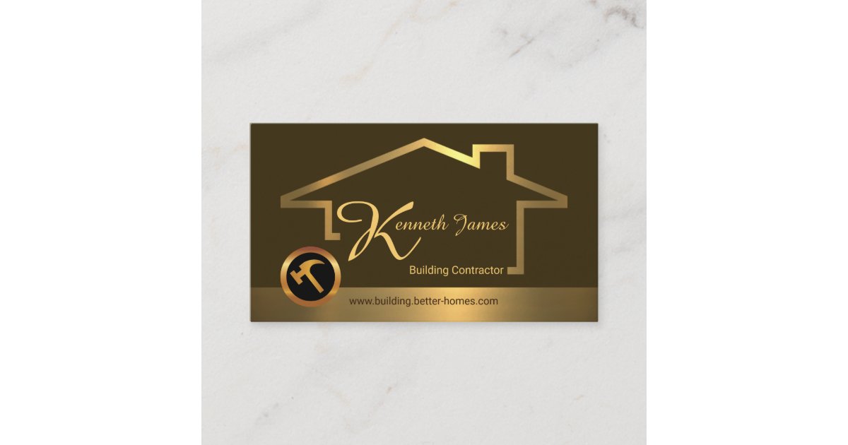Creative Stylish Gold Building Frame Construction Business Card | Zazzle