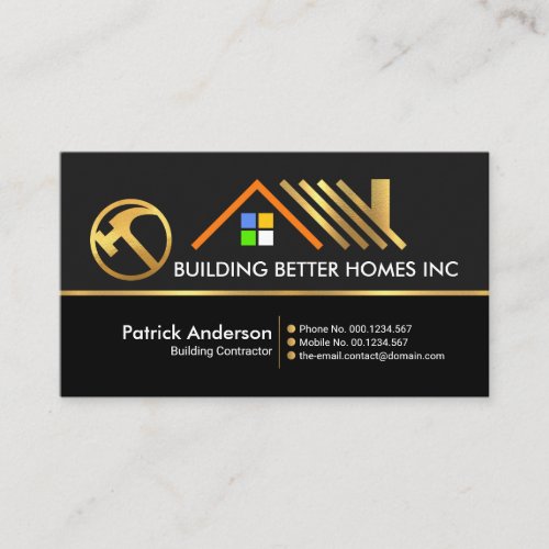 Creative Stylish Gold Rooftop Home Border Builder Business Card