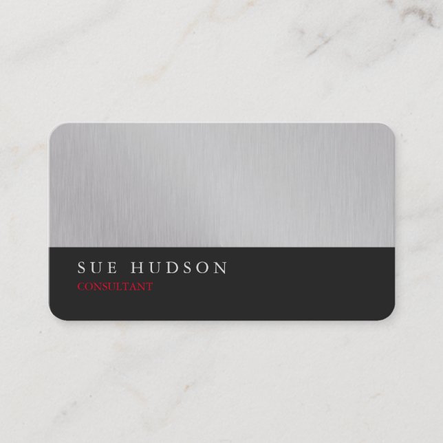 Creative Stylish Silver Dark Gray Professional Business Card (Front)