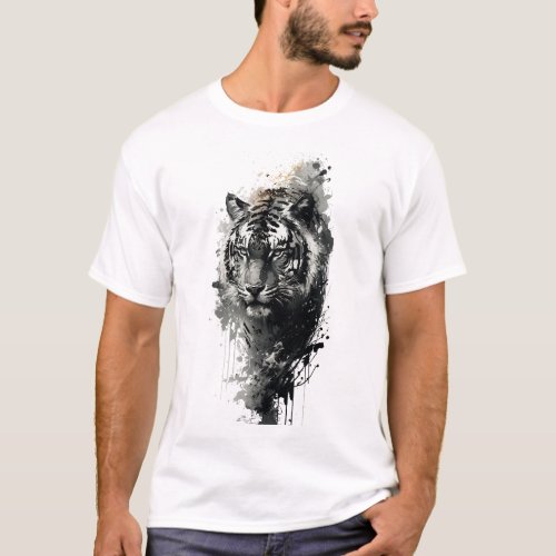 Creative Stylish Watercolor Tiger Head T_Shirt 