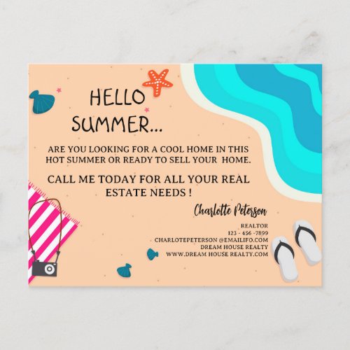 Creative Summer Real Estate Marketing Promotional  Postcard