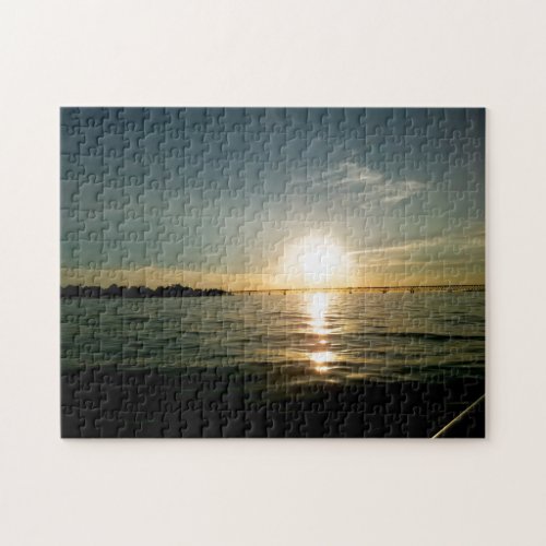 Creative Sunset bridge water photo jigsaw puzzle