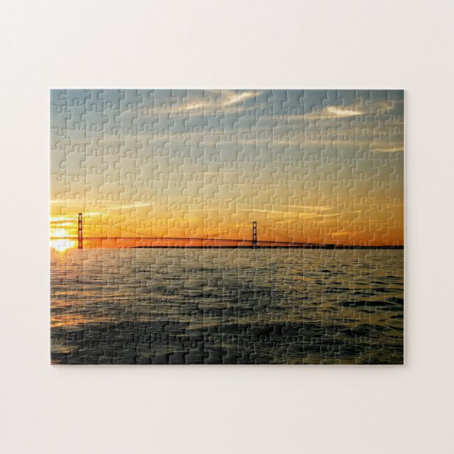 Creative sunset bridge water photo jigsaw puzzle (Horizontal)