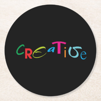 Creative Swayed Varicolored Random Styles Text Round Paper Coaster