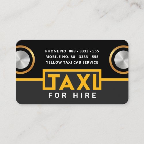 Creative Taxi Car Headlights Grill Number Plate Business Card