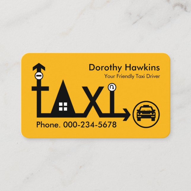 Creative Taxi Route Drive Direction Business Card (Front)