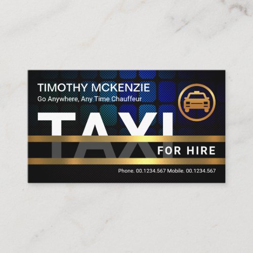 Creative TAXI Signage Gold Frame Ride Share Business Card