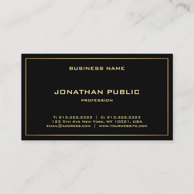 Creative Template Black Gold Professional Modern Business Card (Front)