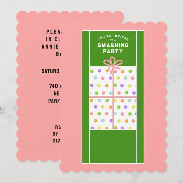 Creative Tennis Party Invitation (Front/Back)