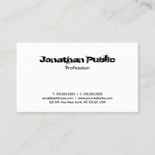 Creative Text Design Professional Simple Plain Business Card