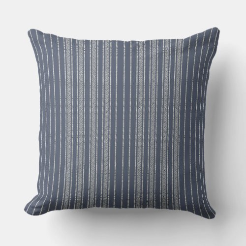 Creative Ticking Stripe –  Denim Blue Throw Pillow