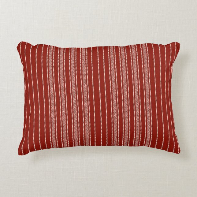 Creative Ticking Stripe – Heritage Rust Accent Pillow (Front)