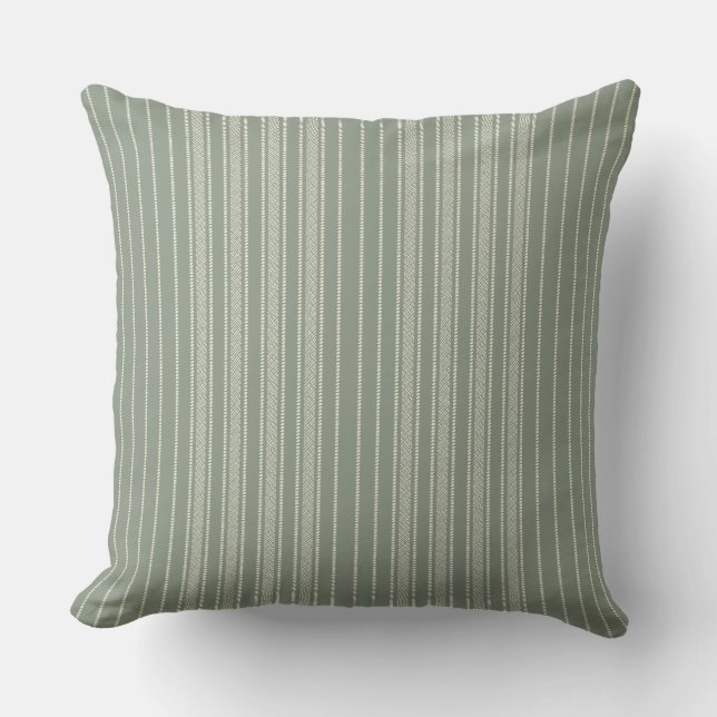 Creative Ticking Stripe –  Summer Sage Throw Pillow (Front)