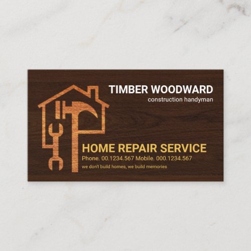 Creative Timber Wood Hammer Rooftop Building Business Card