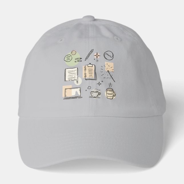 Creative Tools & Icons Collage – Hand-Drawn Hat (Front)