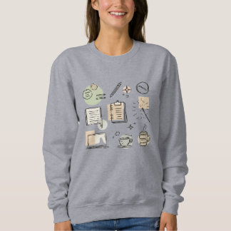 Creative Tools & Icons Collage – Hand-Drawn Sweatshirt