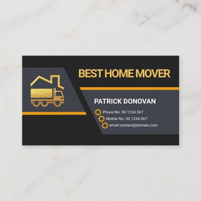 Creative Trapezium Layers Gold Truck Home Moving Business Card (Front)