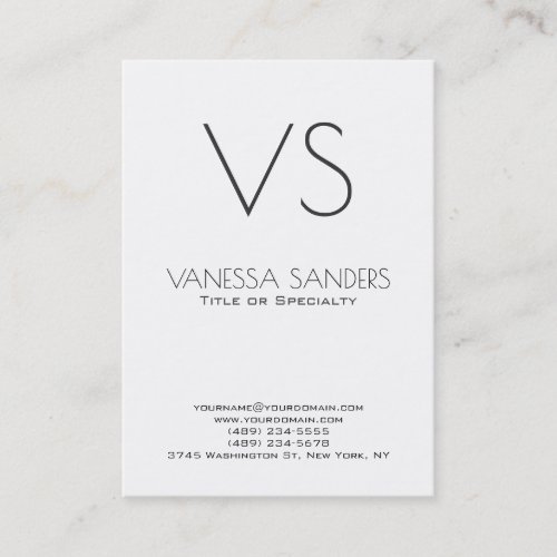 Creative Trendy Monogram Plain White Business Card