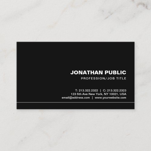 Creative Trendy Professional Elegant Black Plain Business Card