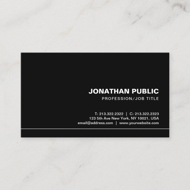 Creative Trendy Professional Elegant Black Plain Business Card (Front)