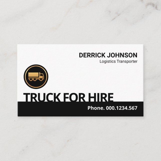 Creative Truck For Hire Signage Transportation Business Card (Front)