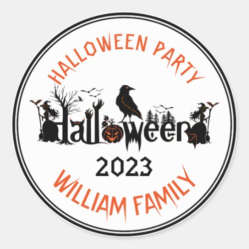 Creative Typography Halloween Party Template Classic Round Sticker