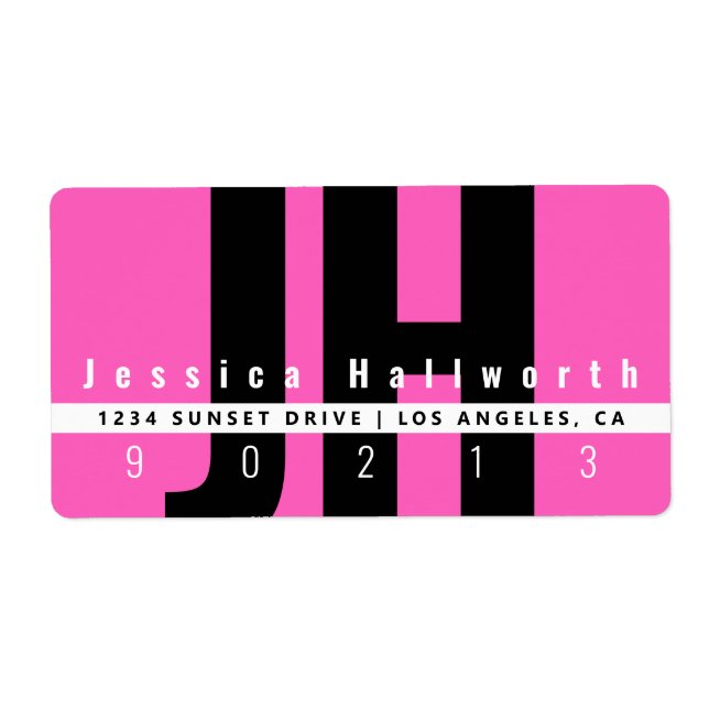 Creative Unique Modern | Pink Black White Address Label (Front)