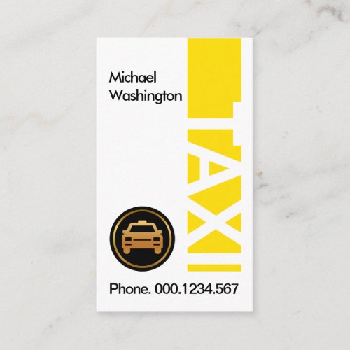 Creative Vertical Yellow TAXI Signage Cab Driver Business Card