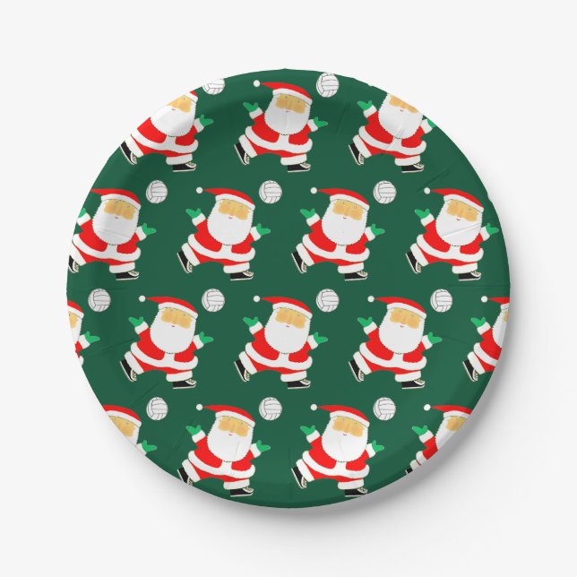Creative Volleyball Christmas Holiday Party Paper Plates (Front)