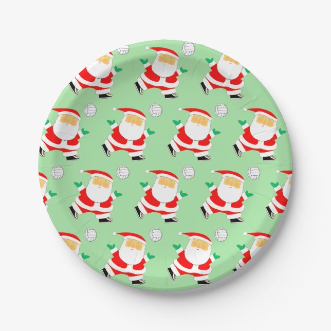 Creative Volleyball Christmas Holiday Party Paper Plates (Front)