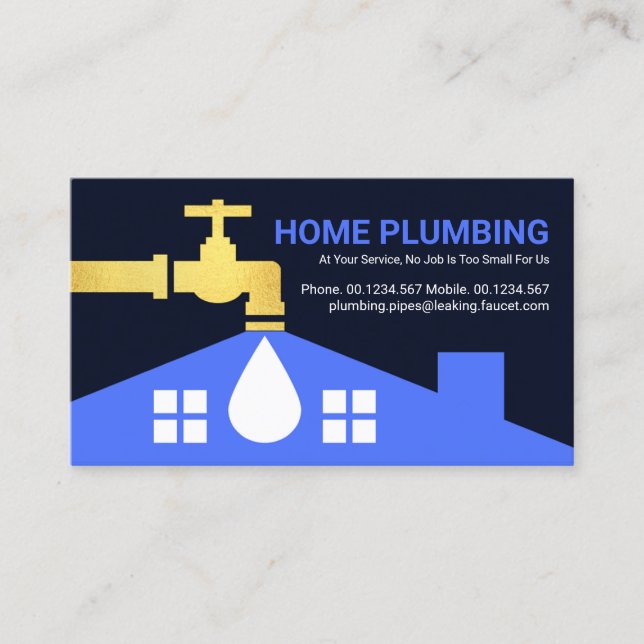 Creative Water Rooftop Drops Plumbing Business Card (Front)