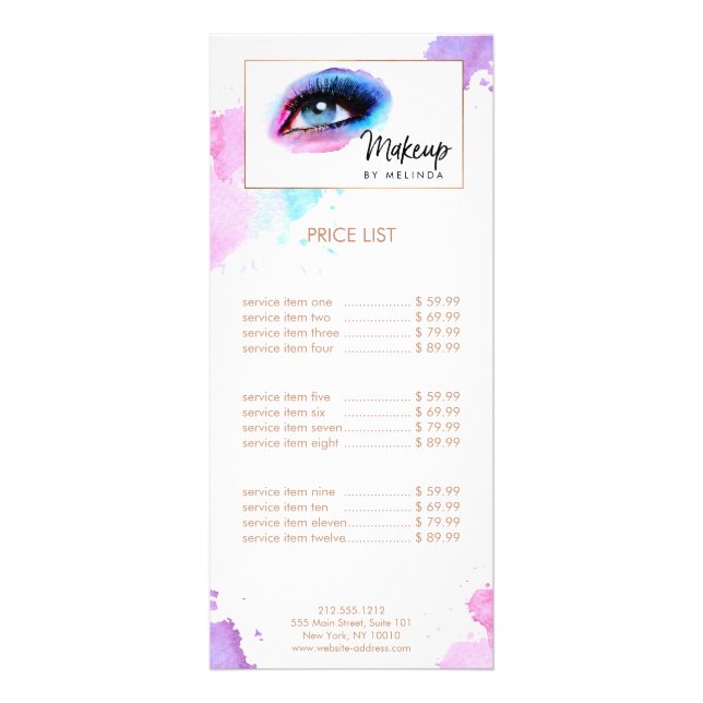 Creative Watercolor Eye Makeup Artist Rack Card (Front)